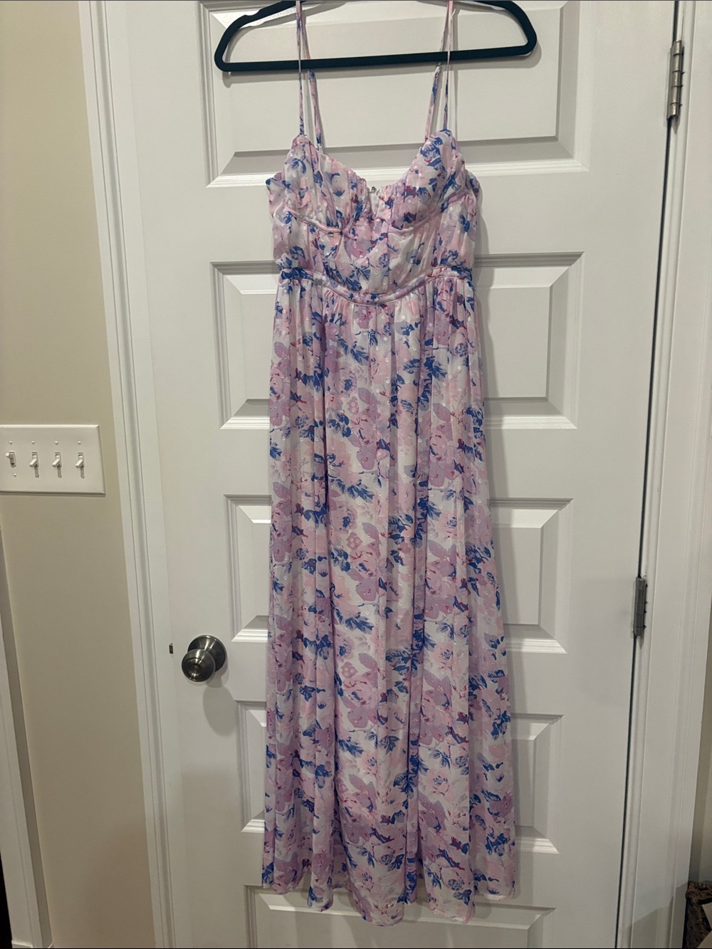 Lulu's Pink and Blue Floral Maxi Dress